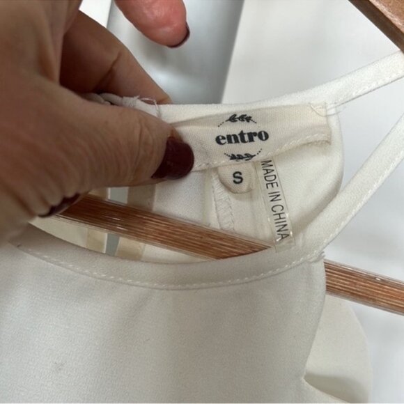 Entro Scalloped Babydoll Tank Top/Blouse/Shirt Sz S White - Picture 4 of 10